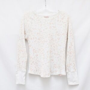 Knox Rose Henley Top Thermal Cotton Waffle M Medium white leopard animal print